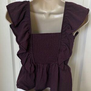 NWOT-AE Women's Sunchaser Knit Flutter Sleeve Babydoll Top